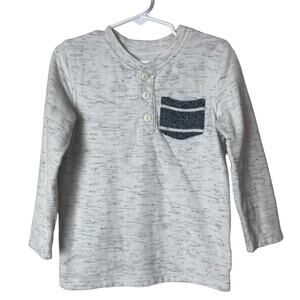 Cat & Jack  Spacedye Knit Long Sleeve Henley Ivory Black Size 4T Boys